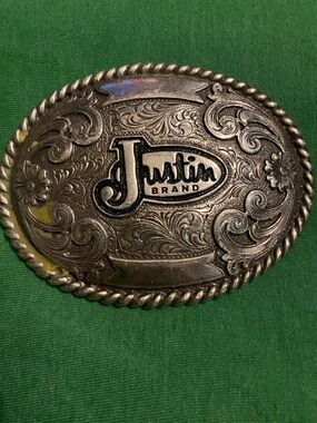 Justin Brand Ornate Silver Western Belt Buckle